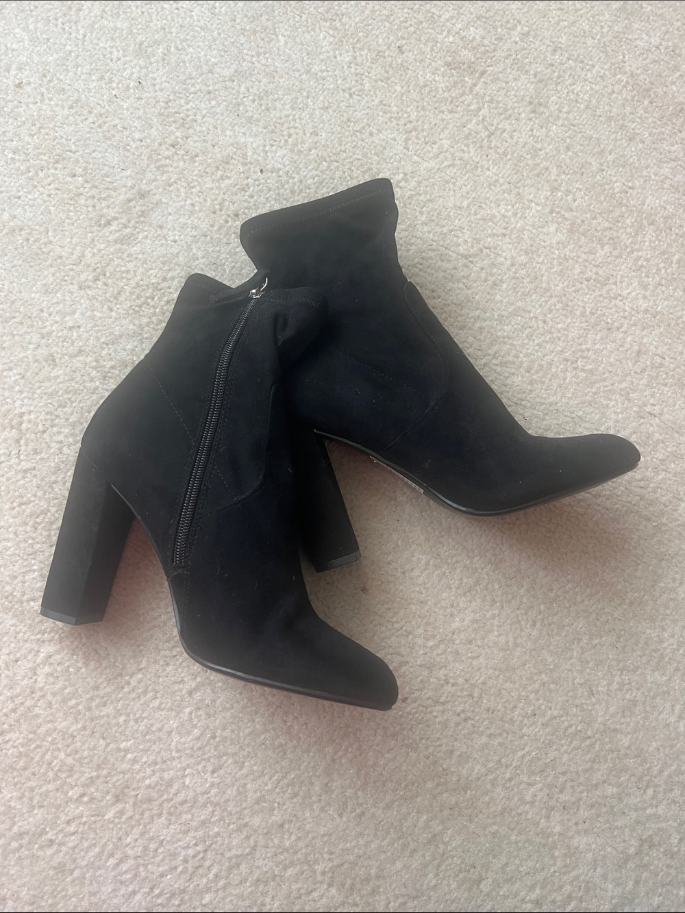 Steve Madden Black Suede High Block Heel Ankle Boots